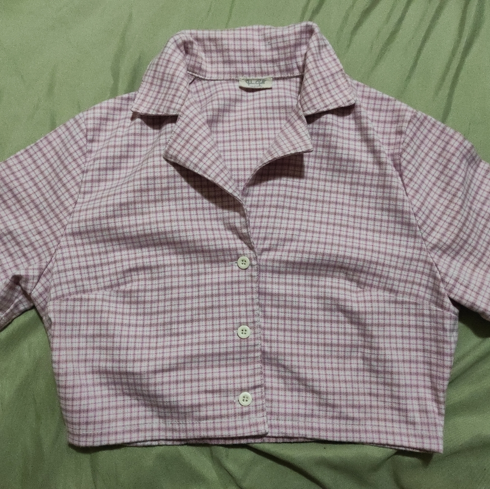 NWOT John Galt plaid Vivian b/u with Collar top